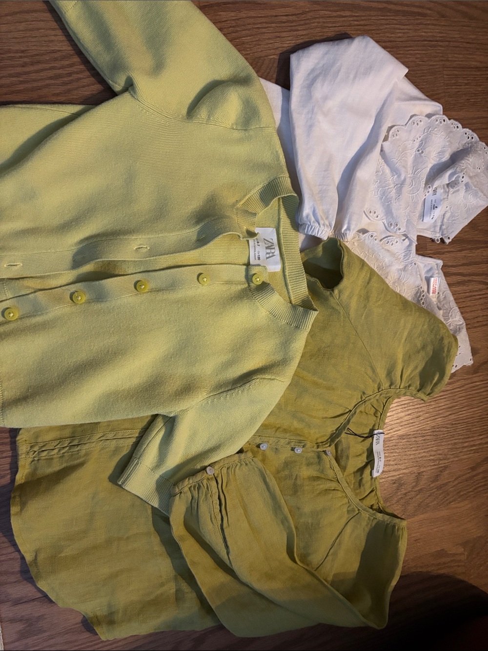 (3 tops)Zara Girls Light Green Cardigan and Blouse bundle